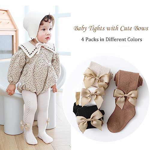 Baby Girl Tights Toddler Cable Knit Tights with Bow Seamless Mesh Leggings Stockings Infant Cotton Pantyhose3