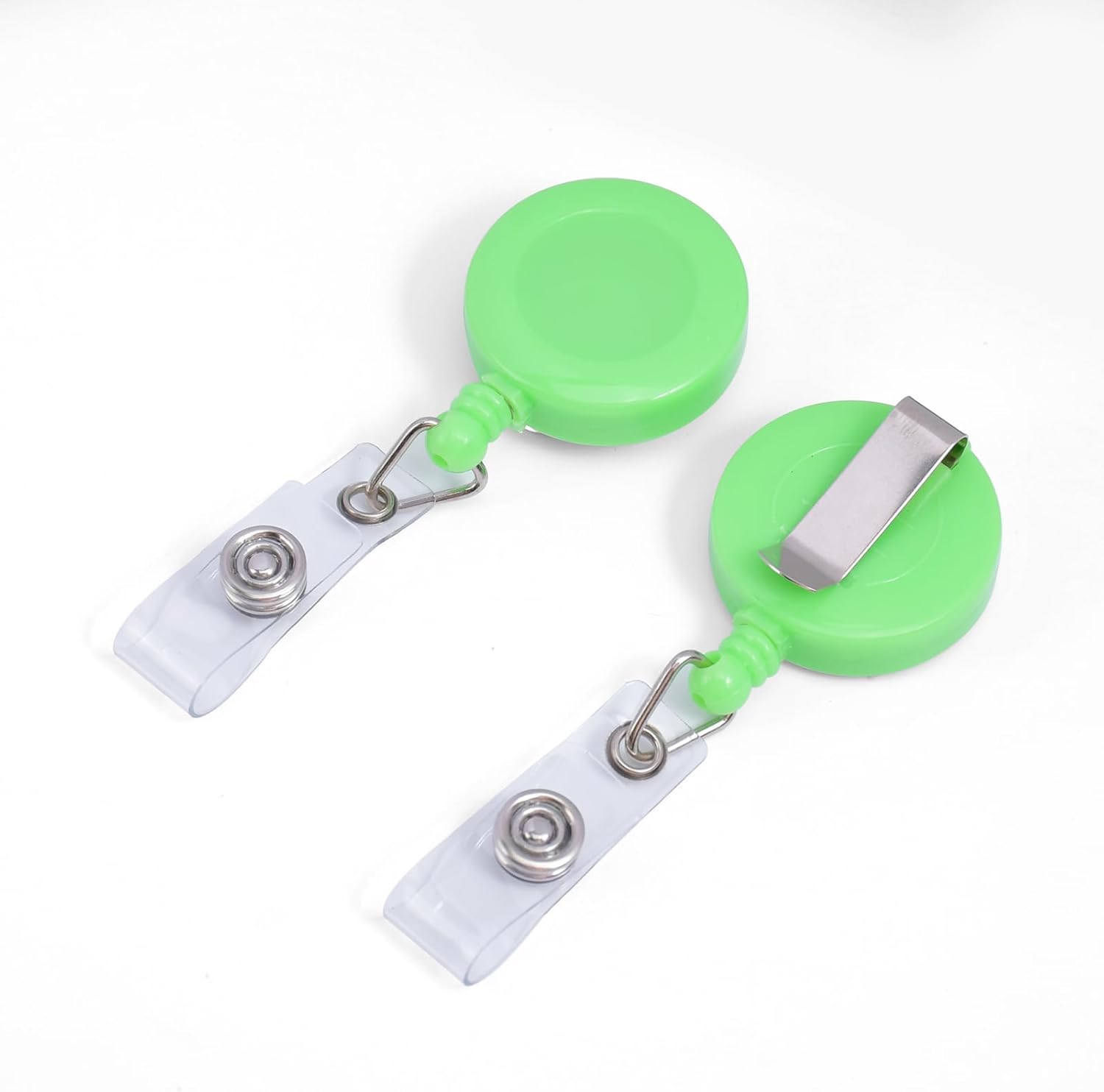 10 Pack Badge Reel with Belt Clip, Badge Holder Retractable Clip, ID Badge Clip with 29” Retractable Cord Green