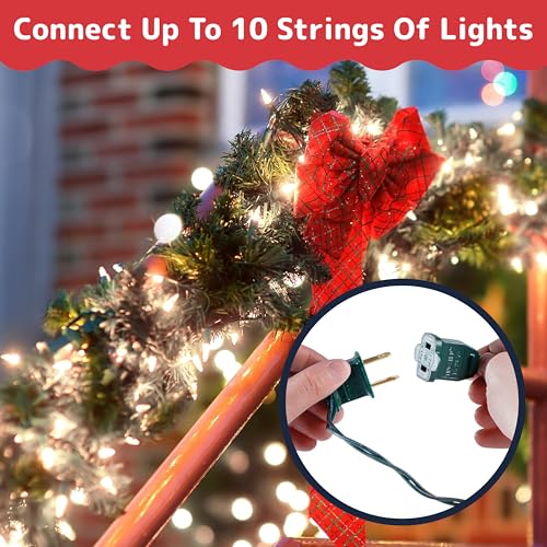 Image of PREXTEX 50 Count Clear Christmas Tree Lights - 10 ft Warm White String Lights with Green Wire - Indoor and Outdoor Mini Light for Christmas, Holiday Decorations, Trees, Fences, Patios and More