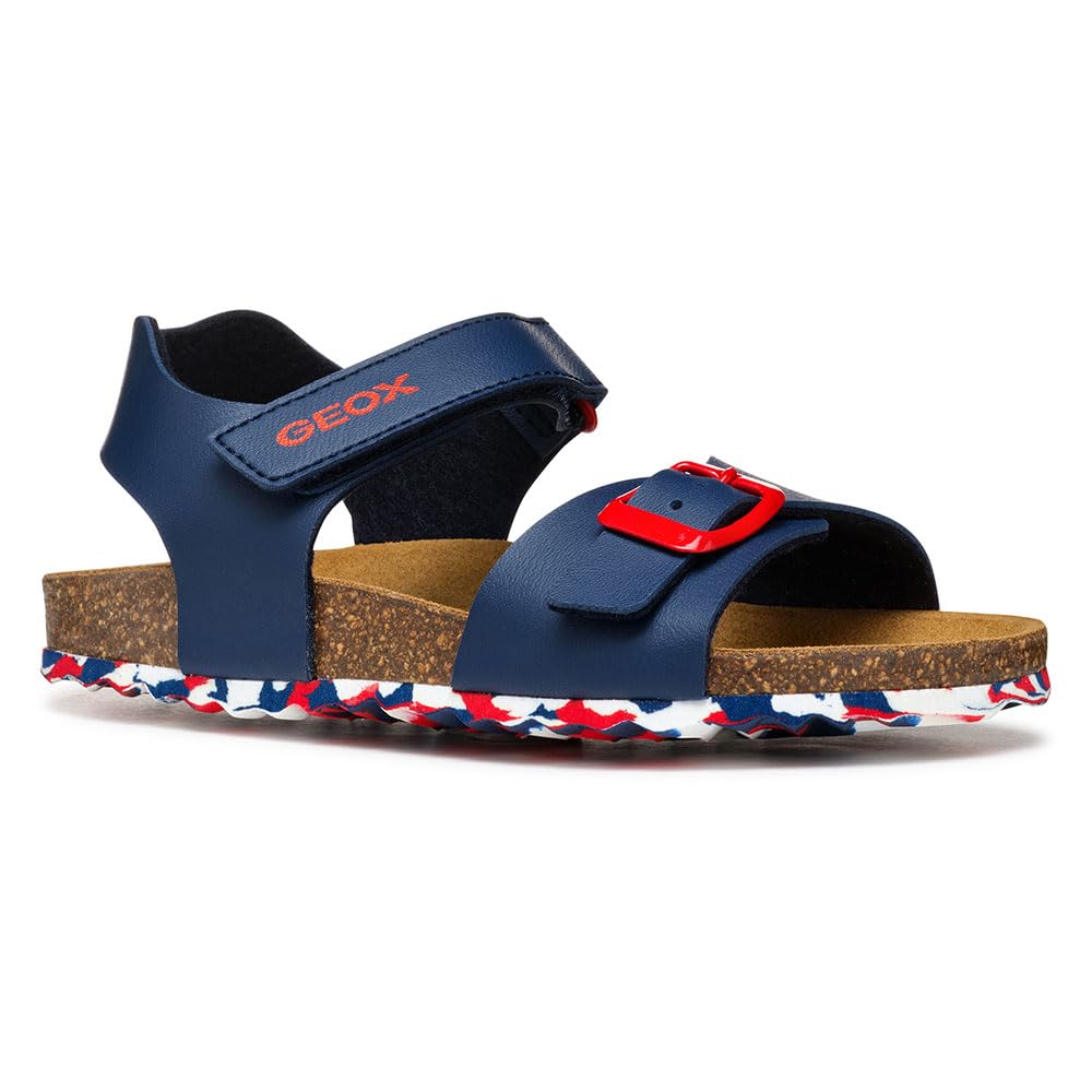 Geox J Ghita BOY B Sandal, Navy/White/Red, 8.5 Child UK