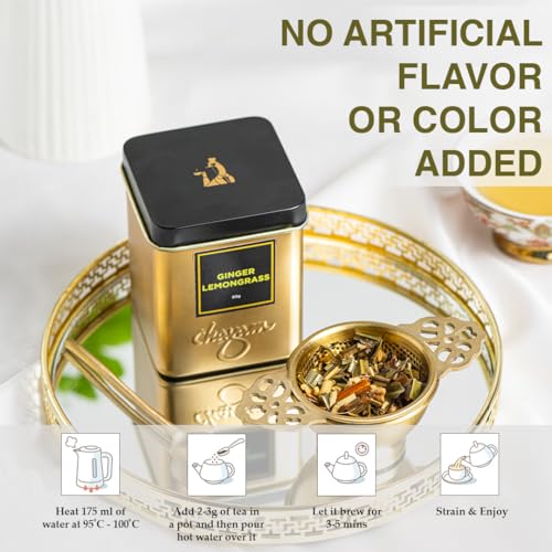 Image of CHAYAM Ginger Lemongrass Infusion - 50g /1.77oz Each | Premium Tin Pack | Refreshing Blend with Lemon Peel, Licorice & Spearmint | Herbal Tisane | Caffeine-Free | 100% Natural Ingredient - Pack of 2