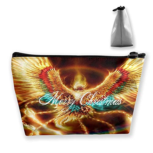 Preisvergleich Produktbild Fire Phoenix Frohe Weihnachten Make-up-Tasche Große trapezförmige Aufbewahrung Reisetasche Waschen Kosmetikbeutel Stifthalter Reißverschluss Wasserdicht