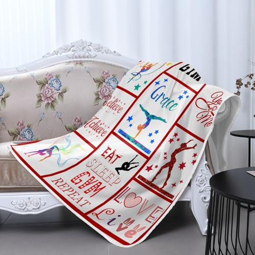 Personalized Name Gymnast I Love Gymnastics Star Heart Red Heat Relief Bedding, Gifts for Boys Teens,10x15Inch