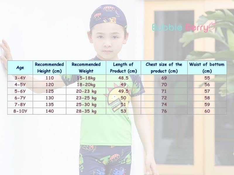 Image of Bubble Berry Swimming Costume for Boys I T-Shirt Shorts and Cap Three-Piece Swimsuit