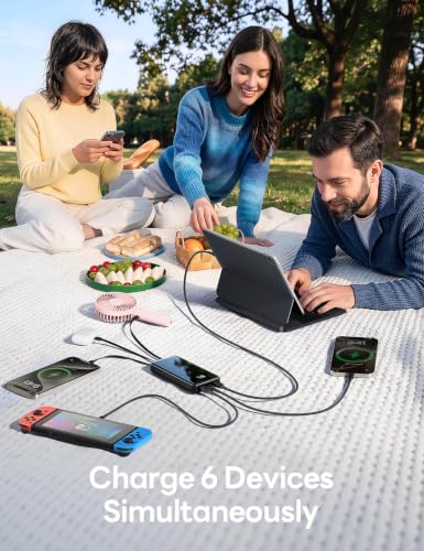 Image of 50000mAh Portable Charger, Built-in 4 Cables,22.5W Fast Charging Power Bank | Up to 65% in 30 Minutes, Charge 6 Devices,USB C External Battery for iPhone 17 /16 /15 Samsung iPad,Android,Travel Essentials