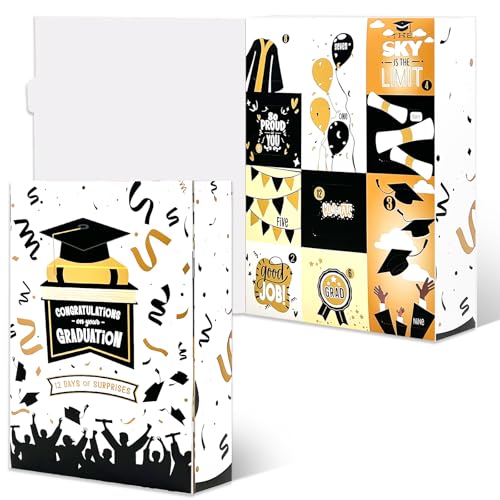 Graduation Advent Calendar 2026 12 Days of Surprises Countdown Gift Box Graduation Themed Empty Fillable Box for Class of 2026 Grads Graduation Party Decorations