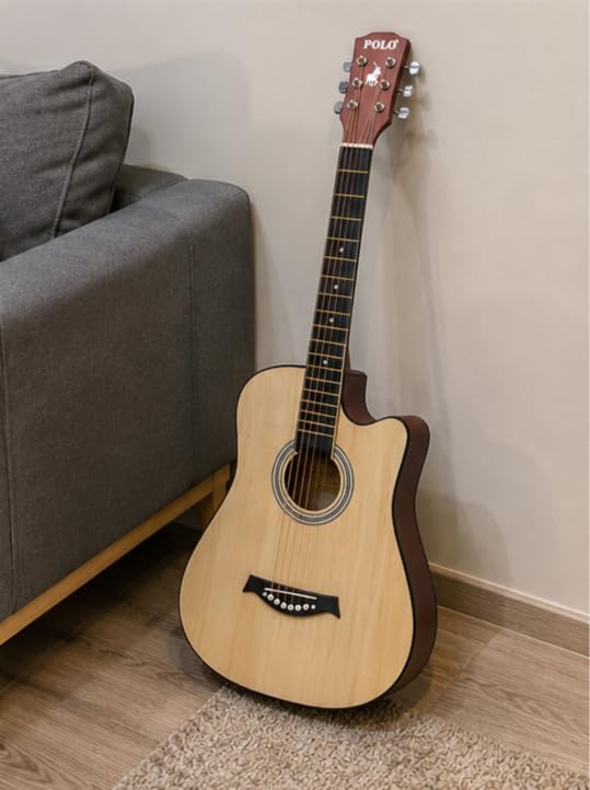 Image of POLO Acoustic Guitar, Cutaway Body, Natural Wood Finish