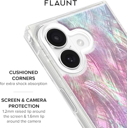Image of FLAUNT Official Square iPhone 17 Case - Pink Mother of Pearl | Phone Cover for iPhone 17 - Compatible with MagSafe and Wireless Charging - Drop-Tested Shockproof Designer Hard Cover