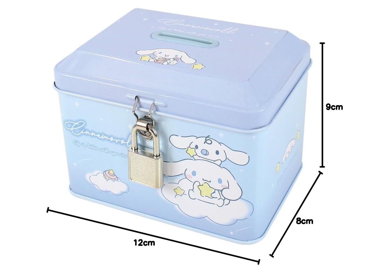 シナモロール　Cinnamoroll　カギツキヒミツBOX　鍵付秘密BOX　レア シナモロール 貯金箱 カギ付き缶バンク[品番：BREW0125952