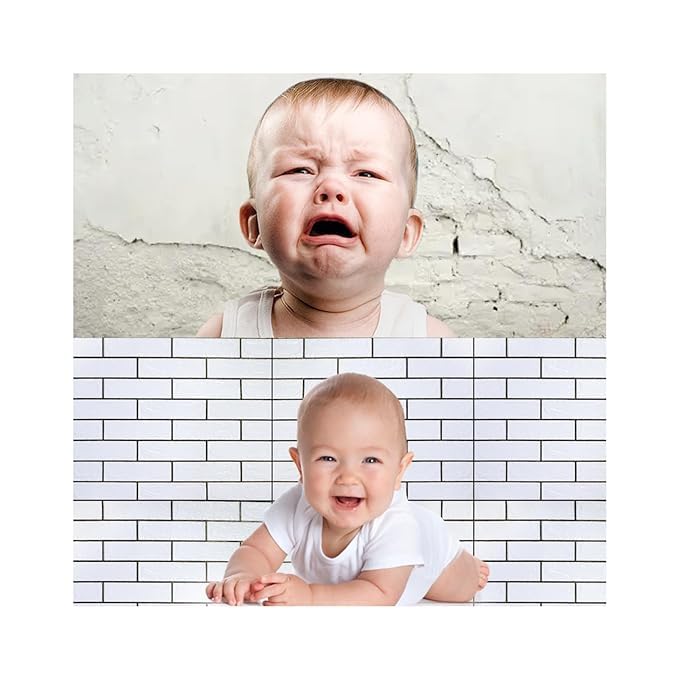 Image of Brick Wallpaper - Self Adhesive PE Foam Brick Design 3D Wall Stickers /DIY Wallpaper for Home Hotel Living Room Bedroom & Cafe (70 x 77cm, Appx. 5.8Sq Feet) (Black Line)