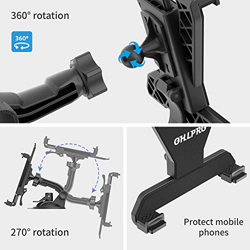 OHLPRO Tablet Holder for Car Dashboard, Universal iPad Mount for Truck Windshield Suction Cup Car Holder with Large Clamp for All 6"-10.5" Apple iPad Samsung Galaxy Tab Tablet, Black - Image 4