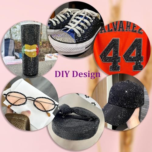 Image of Resin Rhinestones for Crafting with 3Pcs 10ml B7000 Jewelry Glue, 1 Box Black Flatback Gems Crystals Diamond for Bedazzling Crafts DIY Nail Art Makeup, Gems for Clothing Tumblers Shoes