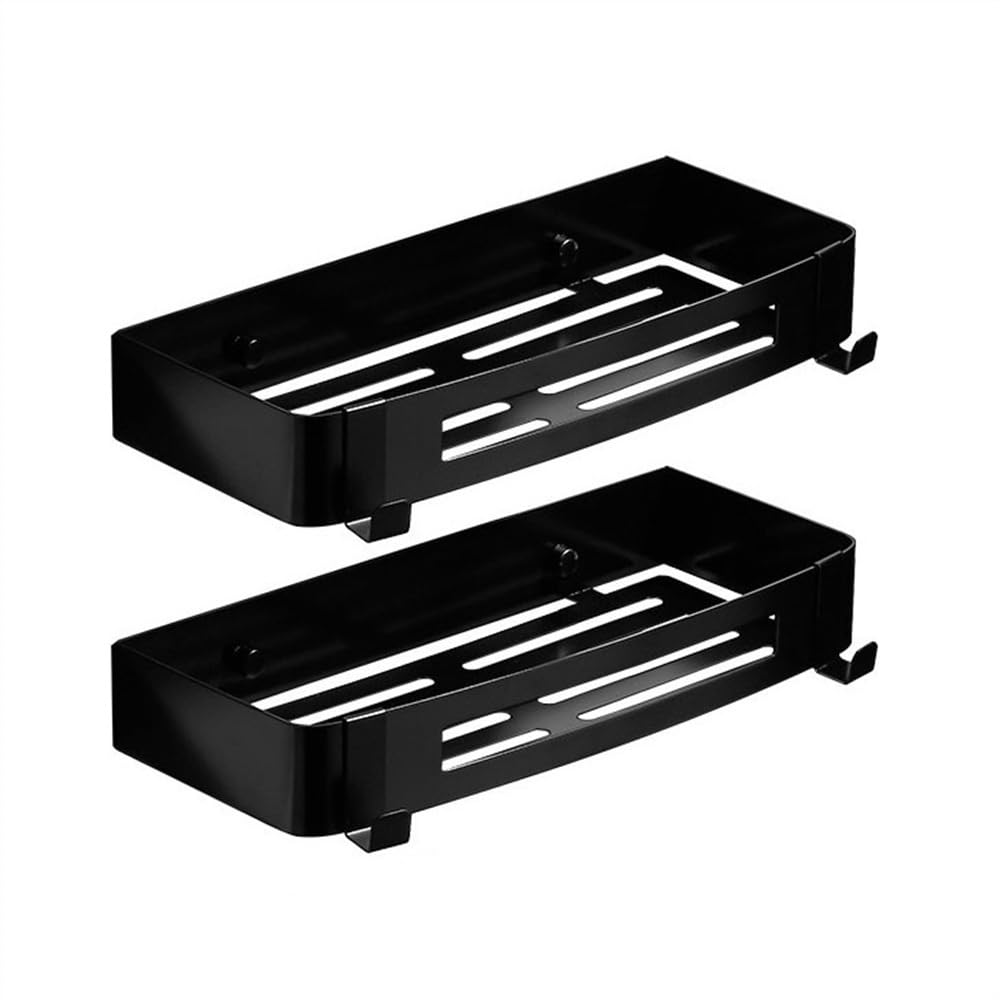 GLigeT Bathroom Shelves Shower Shelves 2-Pack - Adhesive Shower Caddy with 4 Movable Hooks No Drill Stainless Steel