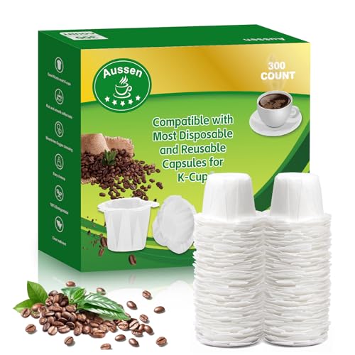 Image of Aussen Disposable Coffee Paper Filters Replacement Kerig Filter Fit All Keurig Single Serve Filter Brands Compatible with Reusable Single Serve Pods Keurig Coffee Maker 300 Count