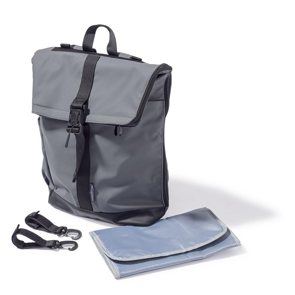 William Kent 1733 Sac à dos à langer Superbag | résistant | imperméable | Tapis à langer inclus | capacité 20 à 27 litres | gris