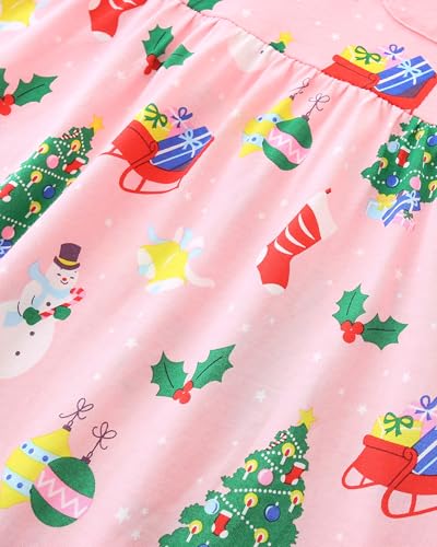 Toddler Girls Long Sleeve Dress Fall Winter Casual Cartoon Applique Party Knitted Cotton Shirt Dress4