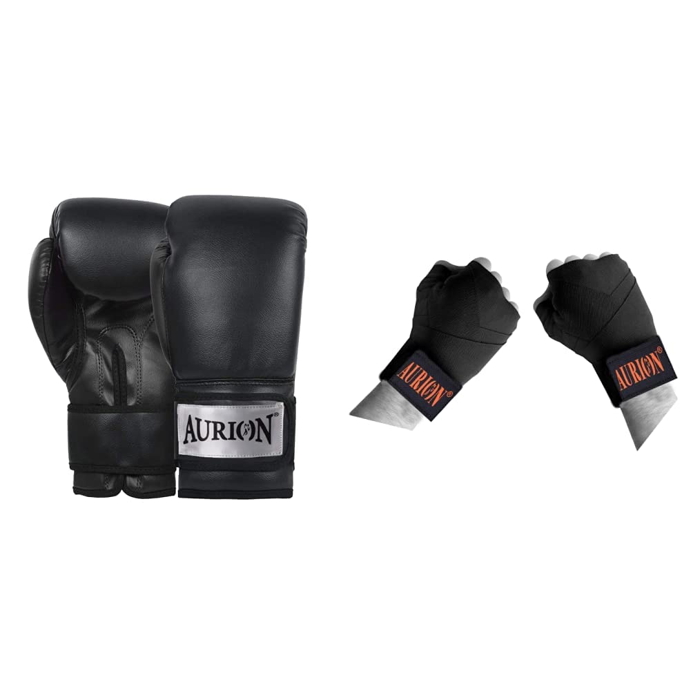 Aurion Boxing Gloves for Training Muay Thai Maya Hide Leather Gloves  for Sparring, Kickboxing, Fighting, Punch Bags, Double End Speed Ball  Focus
