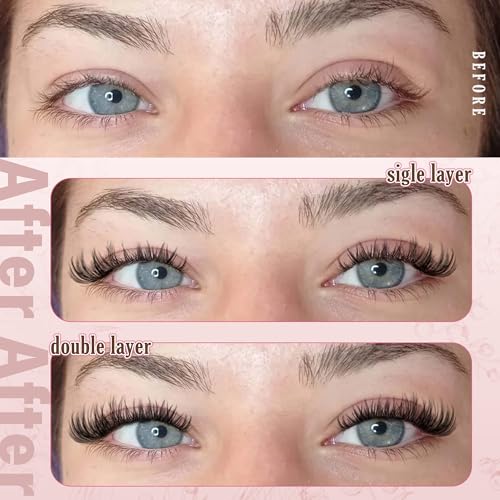 Image of Lash Clusters Wispy Lashes Clusters Like Eyelashes Extension in Salon Natural DIY Cluster Eyelash Extensions for 5-7 days 9-16mm D Curl Fluffy DIY Individual Lashes (192pcs D Curl)
