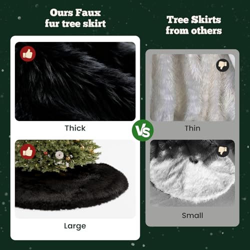 iMucci 36inch Christmas Tree Skirt Thick Wool Fur Black Tree Skirt Small Tree Skirts Black Trees Skirt Holiday Party Decoration by iMucci - Image 4