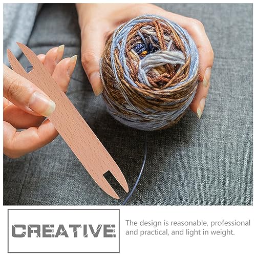 FAVOMOTO 4PCS Wood Hand Loo m Stick Set, Wooden Weaving Shuttle Wood Weaving Crochet Needle Weaving Tools Wooden Shuttle for DIY Craft Sweater Scarf Tapestry Weaving Accessories - Thumbnail 3
