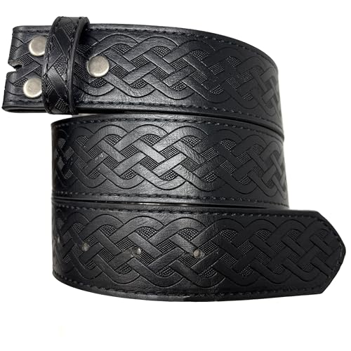BC Belts Leather Belt Strap with Embossed Celtic Knot Weave Pattern 1.5
