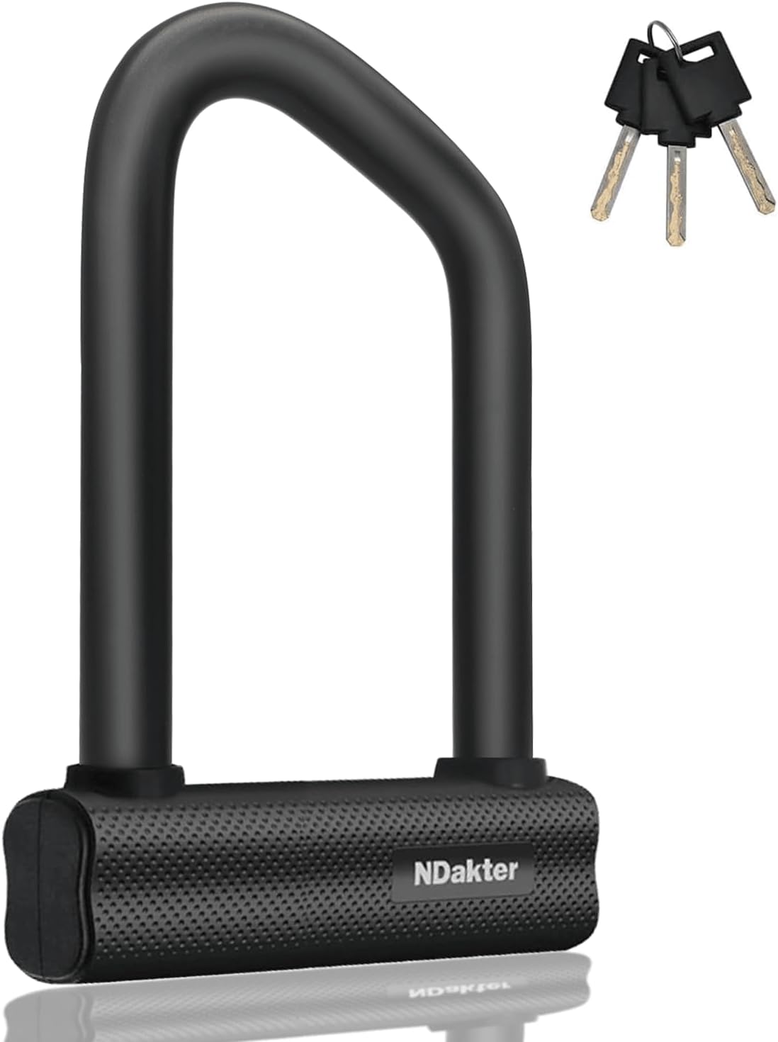 NDakter black 18 mm D-lock with nylon sleeved shackle and three keys