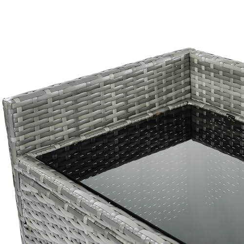 Merax 53.2" Patio Wicker Storage Cabinet, Outdoor Waterproof Patio Bar Table with Drawer and Shelves, Wicker Buffet Cabinet Sideboard for Poolside and Backyard, Gray by Merax - Image 8