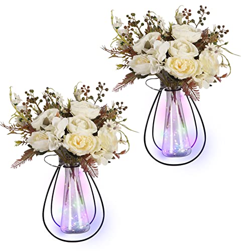 Hoikwo Small White Peony Bundle With Mason Jarish Wall Sconce #TOP7