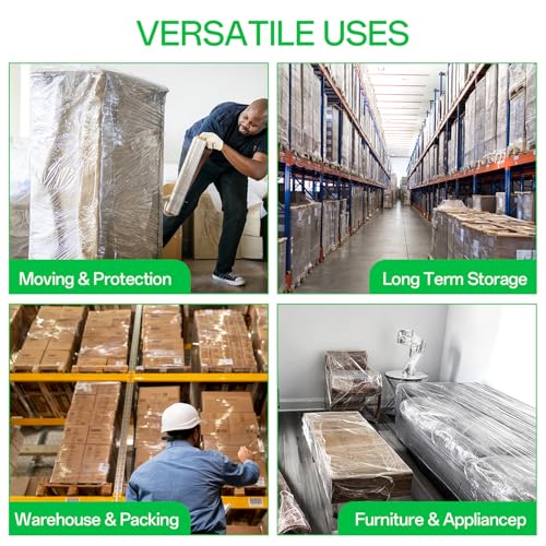 18 Inch Stretch Wrap Roll, Heavy Duty 1500ft Shrink Wrap Roll, Clear 80 Gauge Industrial Strength Stretch Film, Plastic Wrap for Pallet Wrapping Shipping Moving(4 Pack) by Elxrict - Image 8