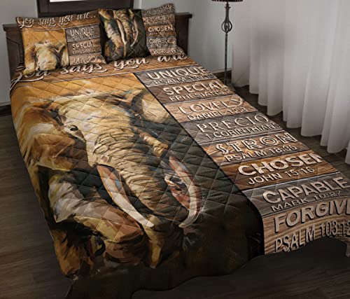 Elephant God Says You Are Brown Pattern Unique Gift For All Season Quilt Blanket & Pillowcases, Quilts Bedding Set & Pillow Cover, King Queen Double Twin Throw Full Size Bedspread Bed Sets #TOP14