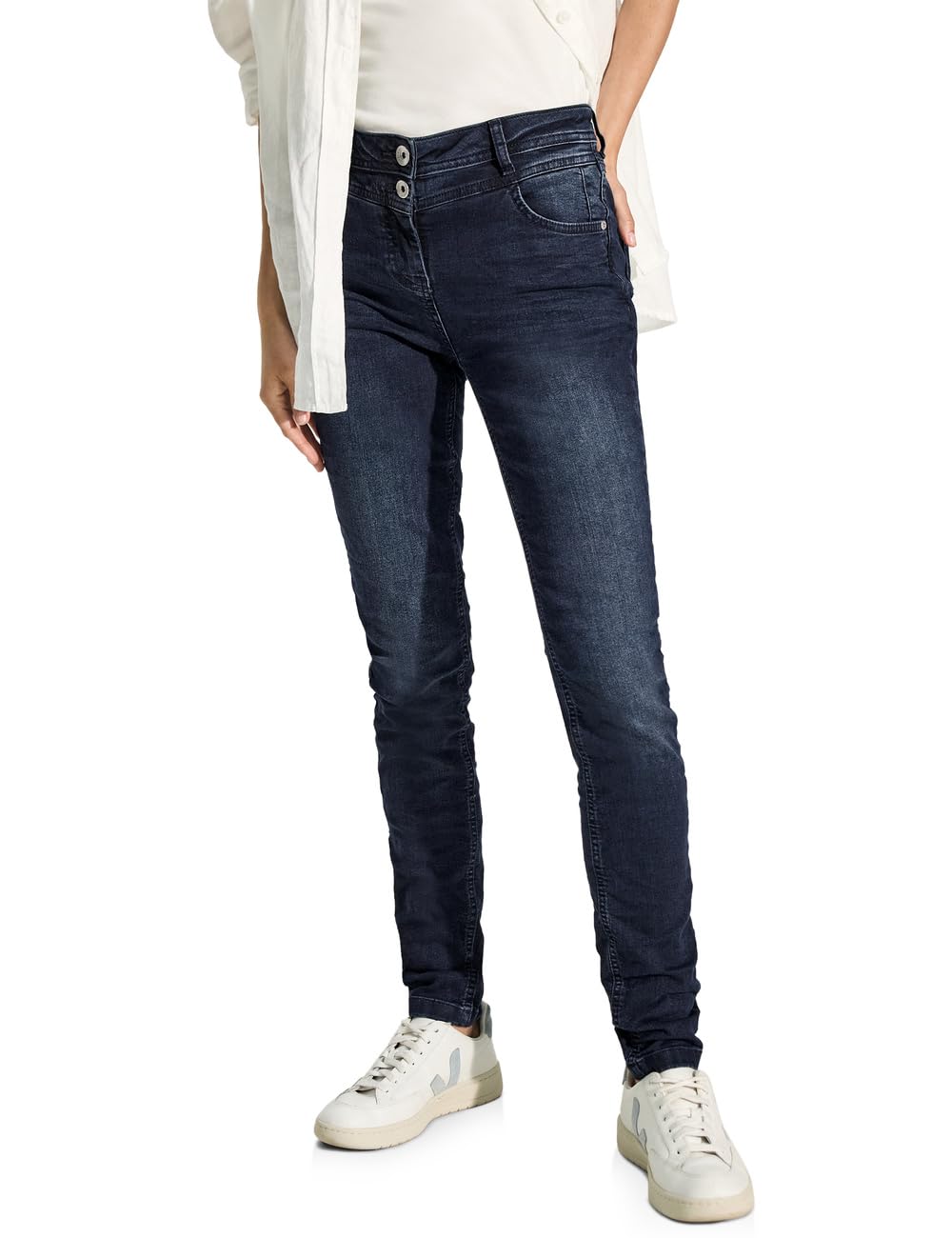 Cecil Women's B377695 Slim fit Jeans, Blue Black Used Wash, 26W x 30L