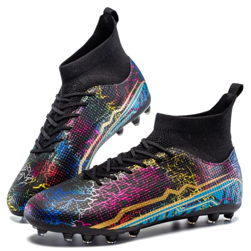 Image of Soccer Cleats Mens High Tops Football Cleats Professional Athletic | soft breathable synthetic leather,anti-slip studded outsole,training and competition cleats men