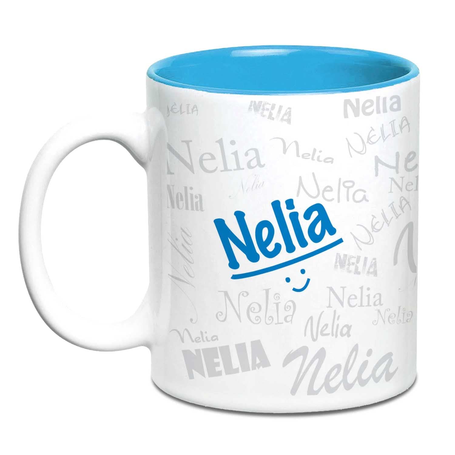 Hot Muggs Me Graffiti Mug - Nelia Personalised Name Ceramic, 315ml, 1 Unit