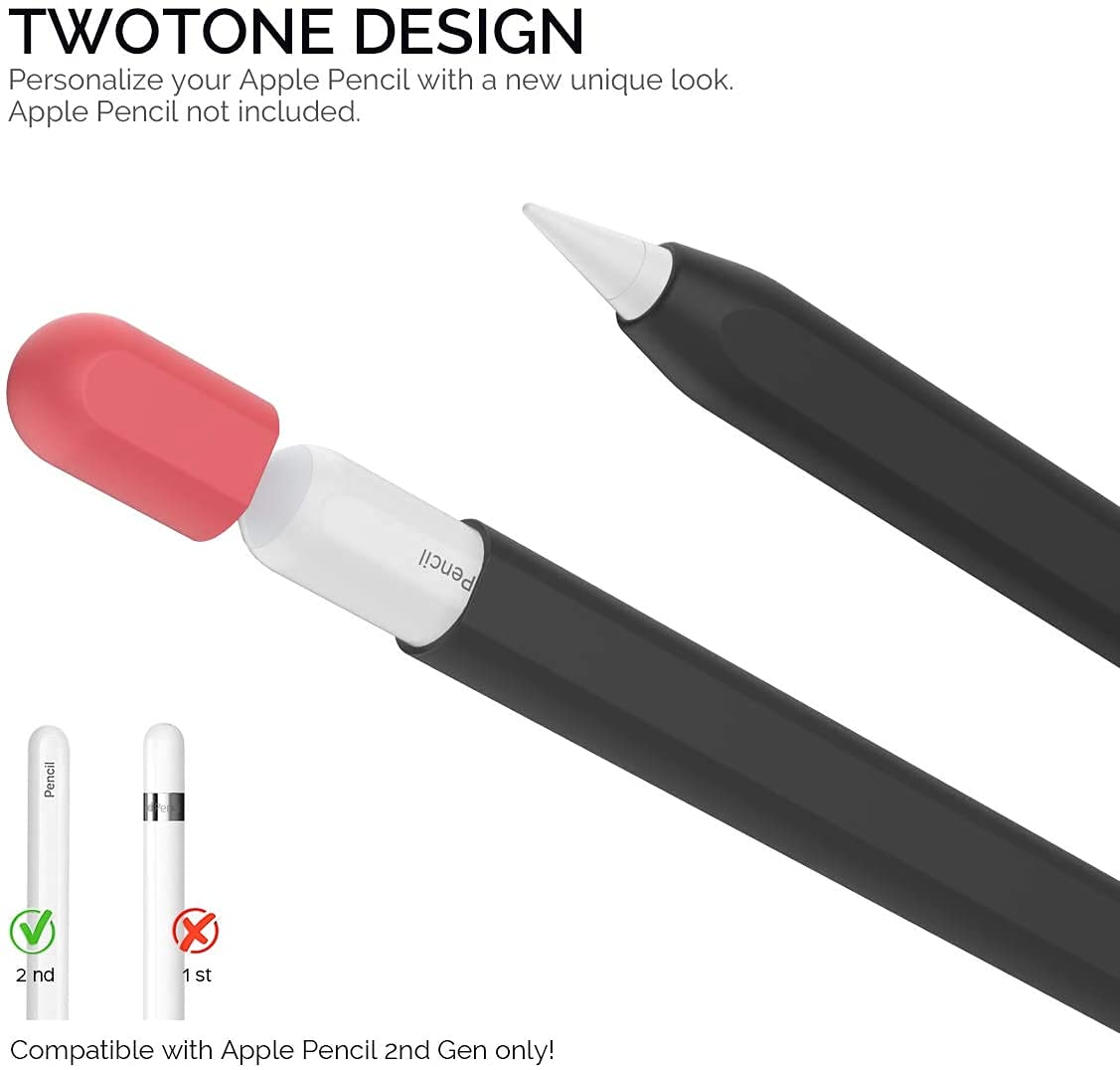 Mizi (2 Pack) Case for Apple Pencil 2nd Generation & Apple Pencil Pro (2024) Cover Premium Silicone Sleeve Skin, USB Charging/Double Tap & Attaching Magnetically - (Red/Purple)