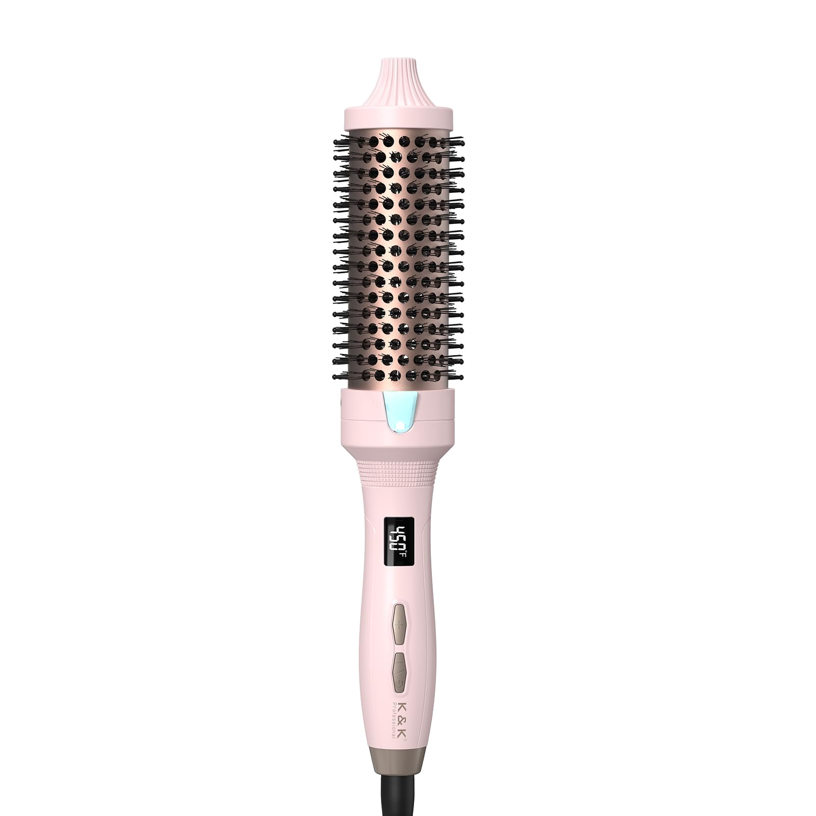 K&K 1 1/2 Inch Ceramic Tourmaline Ionic Heated Round Brush Curling Brush Creates Blowout Look -Creates Root Volume & Loose Curls Volume Curls Dual