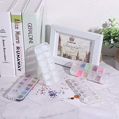 48 Boxen Nagel Pailletten, 3D Schmetterlingsnagel Glitzer Pailletten, Star Paillette, Meerjungfrau Farbe Pailletten und… – Bild 8