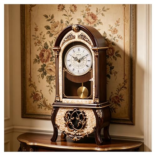 Reloj de mesa de granja rústico con péndulo retro marrón 7