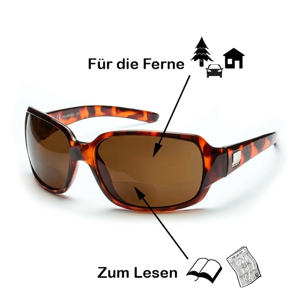 Urbanium Eyewear stylische Sonnenbrille mit Sehstärke Modell Monaco mit polarisierten Gläsern in havanna-braun in verschiedenen Stärken