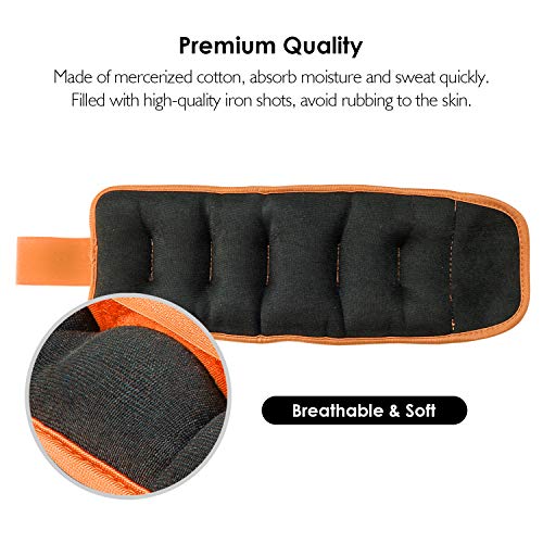 REEHUT Ankle Weights Set 6 lbs (1 Pair) for Women, Men and Kids, Wrist Arm Leg Weight for Fitness, Exercise, Walking, Jogging, Gymnastics, Aerobics, Gym - Orange - 3 lbs Each - Thumbnail 3