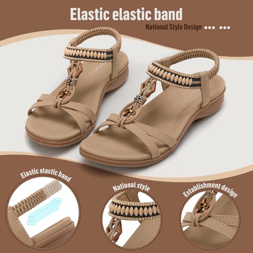 Image of Littleplum Womens Sandals Comfort Arch Support Sandals Summer Walking Shoes Casual Ankle Elastic Flip Flops Shoes