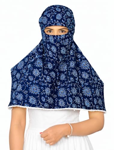 Image of Women and Girls Printed Scarf Cum Face Cover Mask Head Neck Face Safety Sun Protection Scarf Mask Head Bandana Wrap Pure Cotton Printed Stole