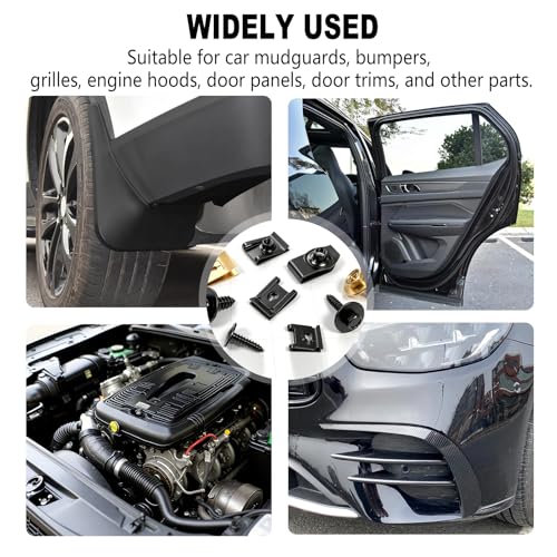 Image of 60Pcs U-Nut Clips and Body Bolts Screws Assortment Kit, 10 Sizes Auto Car U Clips Fender Liner Screw for Most Cars Bumper Engine Splash Shield