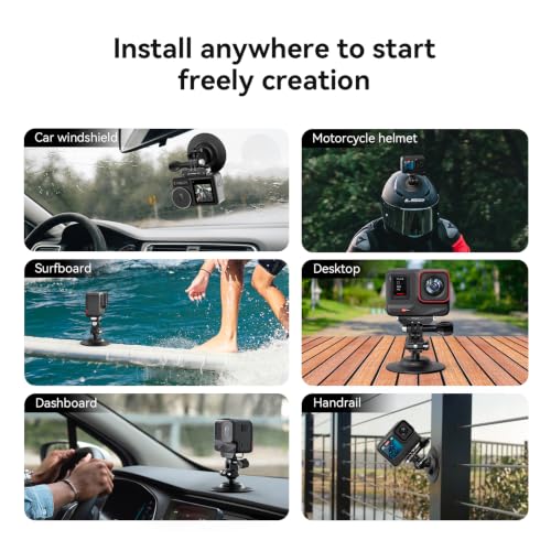 Image of Adhesive Ball Joint Mount 360 Rotation for Action Camera, Compatible with GoPro Hero 13 12 11 Insta360 DJI Osmo Action, Adjustable Bracket for Motorcycle Helmet, Auto Windshield, Surfboard Mounting