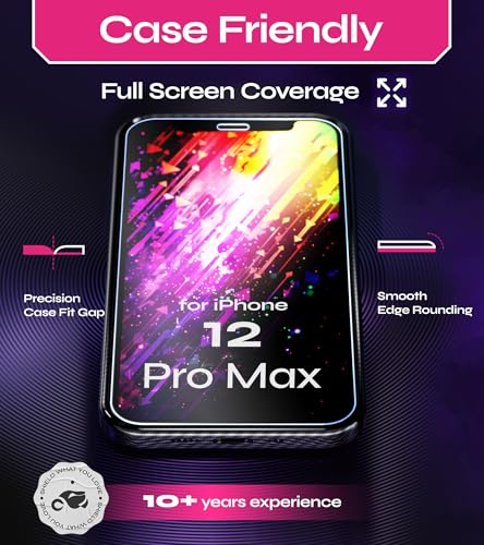 Image of Defenslim Screen Protector for iPhone 12 Pro Max (2Pack), Easy Auto-Align Install Kit, 6.7 inch Tempered Glass, 9H Hardness, Ultra HD Clear, Case Friendly, EasyShield