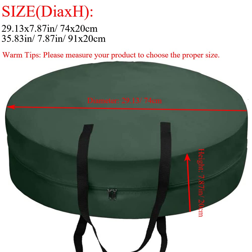 UCARE Portable Holiday Wreath Storage Bag Waterproof 600D Oxford Circular Christmas Wreath Garland Container Storage Bags (1pcs-Green, 29.13x7.87in/ 74x20cm)