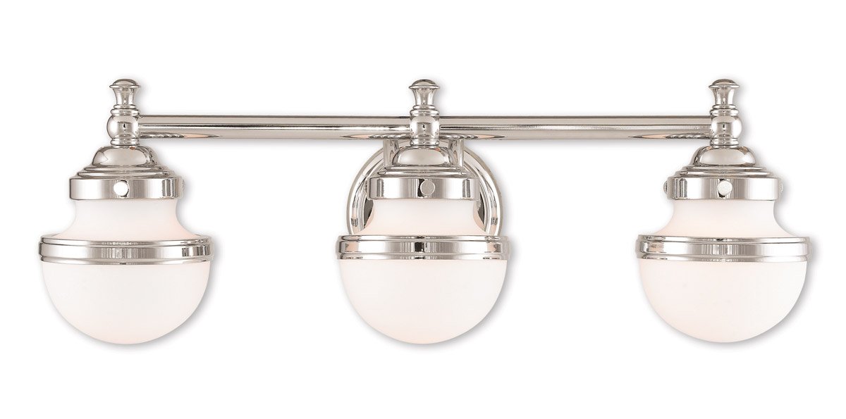 (Similar to stock photo) Livex Lighting 5713-05 Oldwick 3 Polished Chrome Bath Light, 24 x 7.25 x 8.25