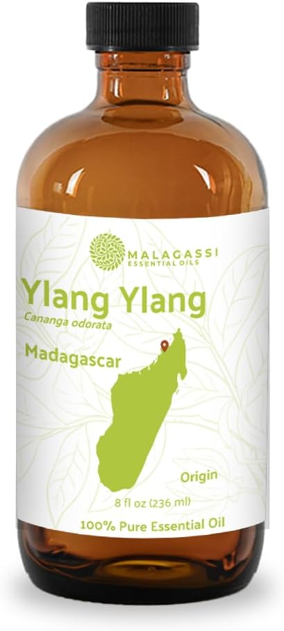 Ylang Ylang Essential Oil - Direct from Malagassi Essential Oils Madagascar - Steam Distilled - Aceite de Ylang Ylang for Aromatherapy, Diffuser, DIY Candle and Soap Making - 8oz