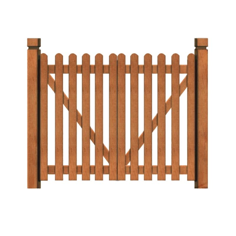 Valla de jardín de madera de doble apertura, elegante color teca, 130 x 100 cm, puerta al aire libre para pared de partición protectora, diseño elegante de arco