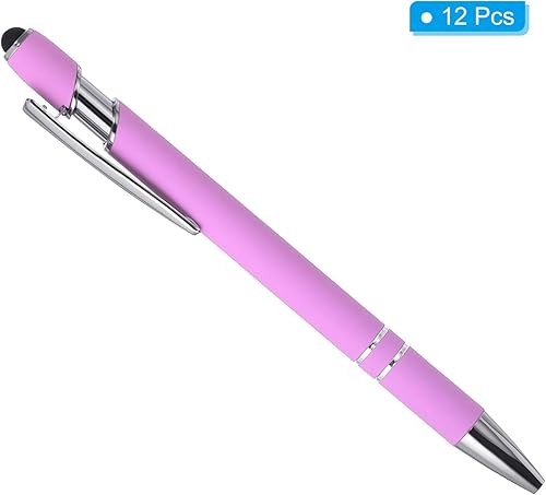 Miniatura 9 de PATIKIL Bolígrafo con punta de lápiz capacitivo, paquete de 12 bolígrafos de metal 2 en 1, tinta negra, punta media de 0.039 pulgadas, para