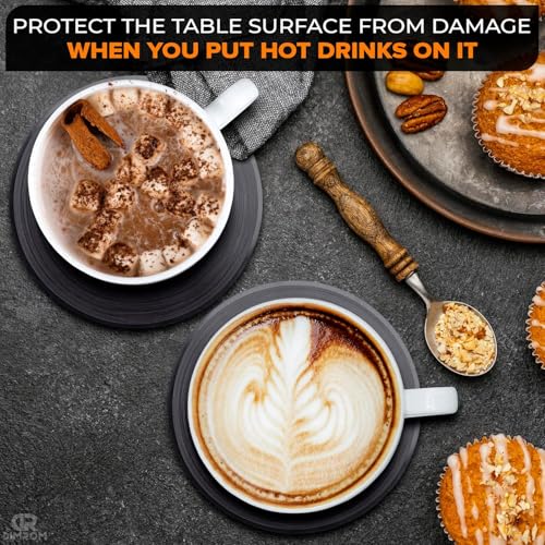 Image of 6Pcs Vinyl Record Coasters for Drinks - 4.1 inch Retro Gift Record Player Coasters for Desk - Durable and Heat-Resistant Mini Vinyl Records Set to Decorate Home Bar, Kitchen or Office